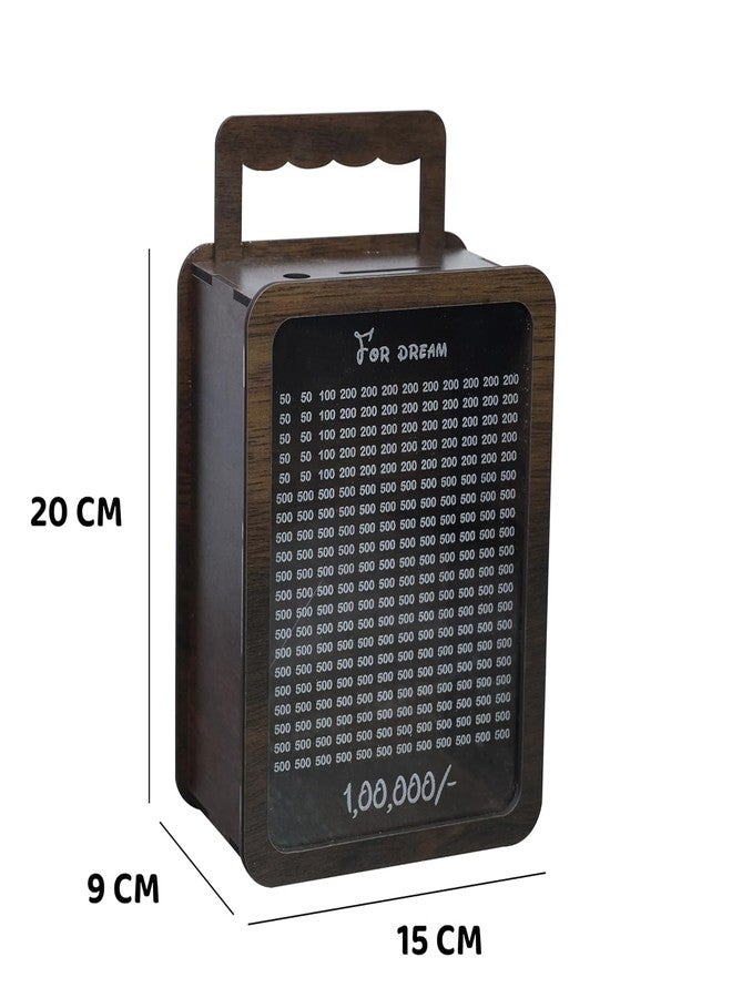 YESVIYA Travel Bag Wooden Piggy Bank for Kids & Adults | Carved Coin Box | Money Saver with Numbers | Donation Box, Savings Box, Mini Bank, Smart Wooden Coin Box - Image 3